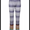 Broek zigzag dessin blauw, geel, bruin, groen | DELSCHER. Fashion