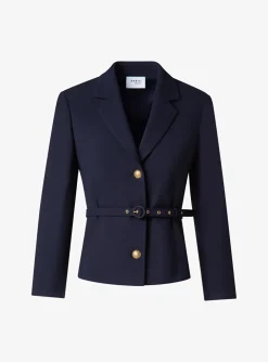 Broekpak marine met flared pantalon | DELSCHER. Fashion