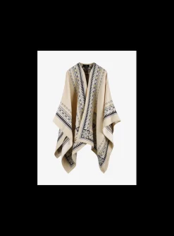 Cape abstract dessin creme blue | DELSCHER. Fashion
