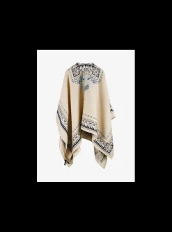 Cape abstract dessin creme blue | DELSCHER. Fashion