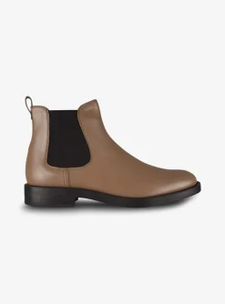 Chelsea Enkellaars leder taupe | DELSCHER. Fashion