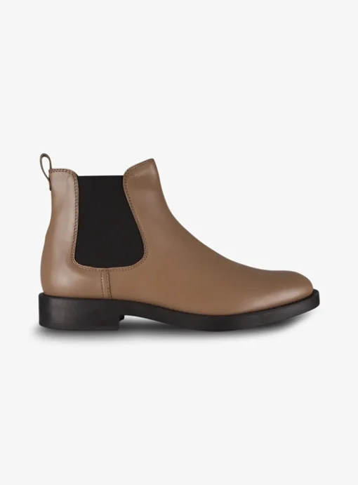 Chelsea Enkellaars leder taupe | DELSCHER. Fashion
