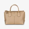 Dbs shopping camel structuur leder met creme zadelsteken | DELSCHER. Fashion