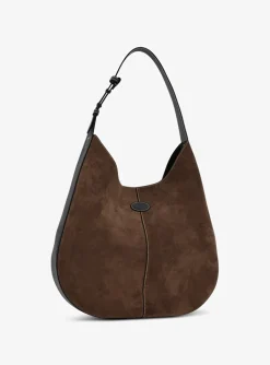 Di bag hobo suede donkerbruin | DELSCHER. Fashion