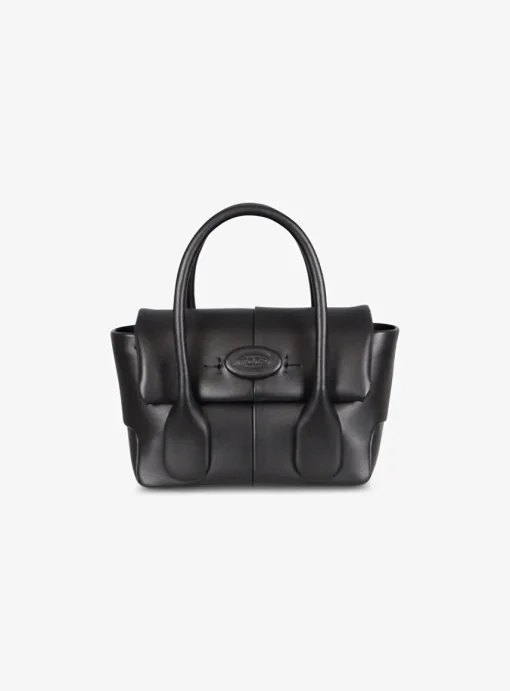 Di bag reverse flap mini leder zwart | DELSCHER. Fashion