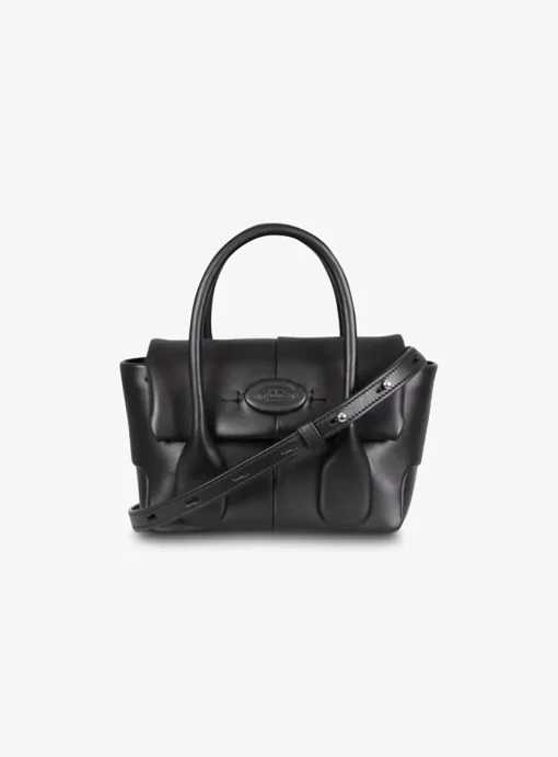 Di bag reverse flap mini leder zwart | DELSCHER. Fashion