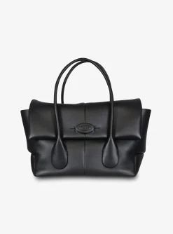 Di bag reverse flap piccola leder zwart | DELSCHER. Fashion
