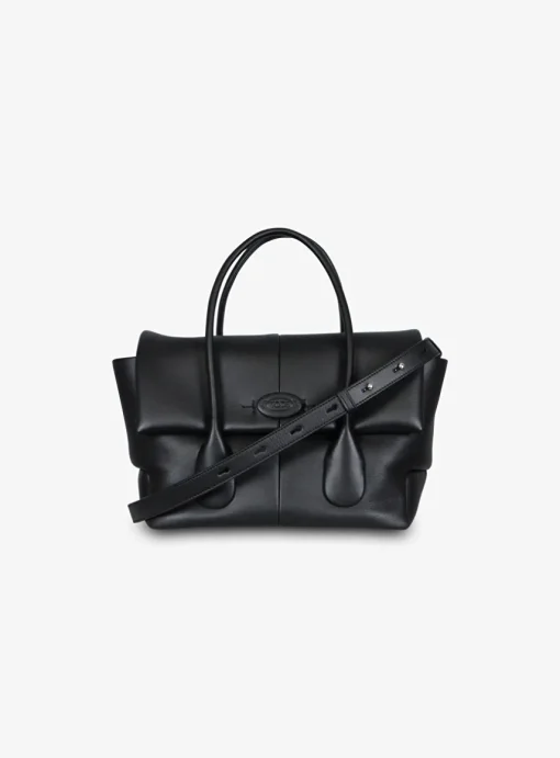 Di bag reverse flap piccola leder zwart | DELSCHER. Fashion
