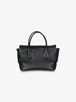 Di bag reverse flap piccola leder zwart | DELSCHER. Fashion