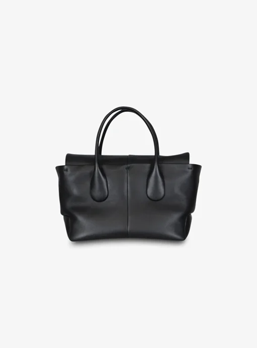 Di bag reverse flap piccola leder zwart | DELSCHER. Fashion