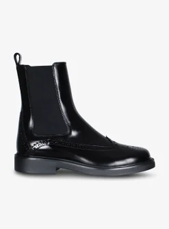 Enkelaars leder zwart brogues | DELSCHER. Fashion