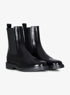 Enkelaars leder zwart brogues | DELSCHER. Fashion