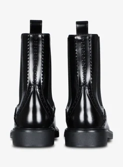 Enkelaars leder zwart brogues | DELSCHER. Fashion
