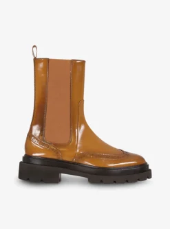 Enkellaars brogue leder cognac | DELSCHER. Fashion