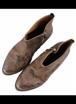 Enkellaars cowboy leder leopard vintage | DELSCHER. Fashion