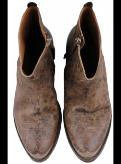 Enkellaars cowboy leder leopard vintage | DELSCHER. Fashion