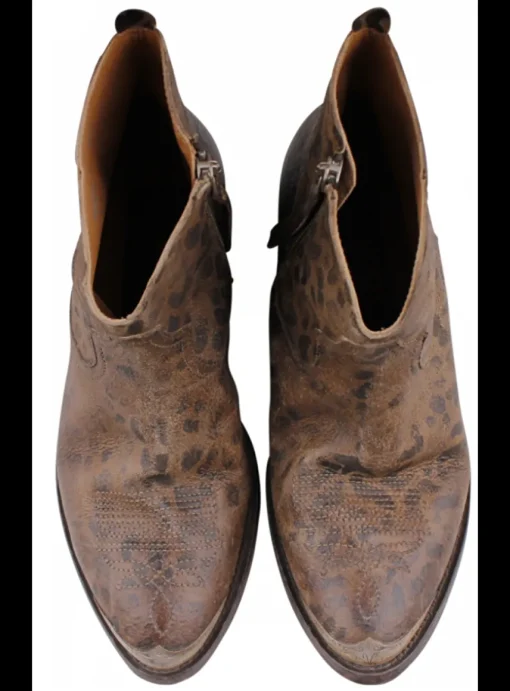 Enkellaars cowboy leder leopard vintage | DELSCHER. Fashion