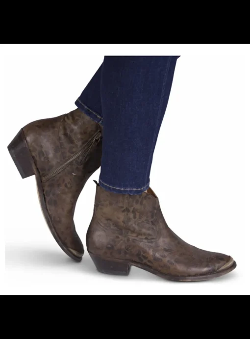 Enkellaars cowboy leder leopard vintage | DELSCHER. Fashion