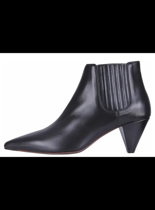 Enkellaars leder zwart | DELSCHER. Fashion