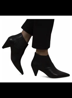 Enkellaars leder zwart | DELSCHER. Fashion