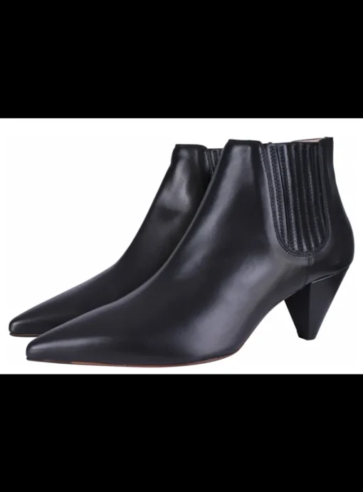 Enkellaars leder zwart | DELSCHER. Fashion