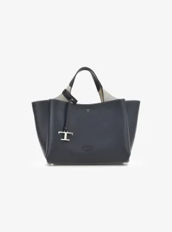 Flower bag leder medium donker blauw | DELSCHER. Fashion