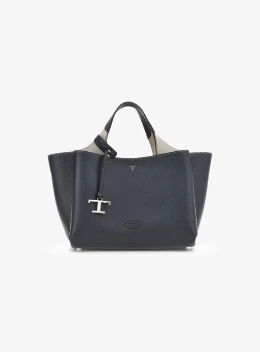 Flower bag leder medium donker blauw | DELSCHER. Fashion