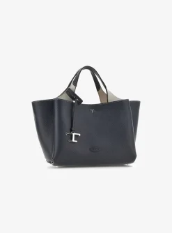 Flower bag leder medium donker blauw | DELSCHER. Fashion