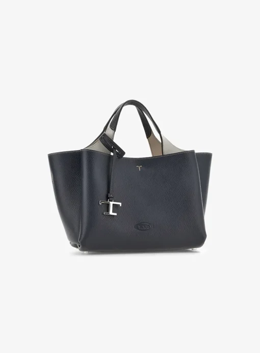 Flower bag leder medium donker blauw | DELSCHER. Fashion