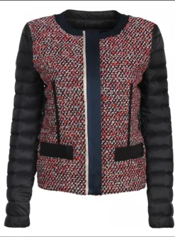 jack kort marine met rood blauw tweed voorpand | DELSCHER. Fashion