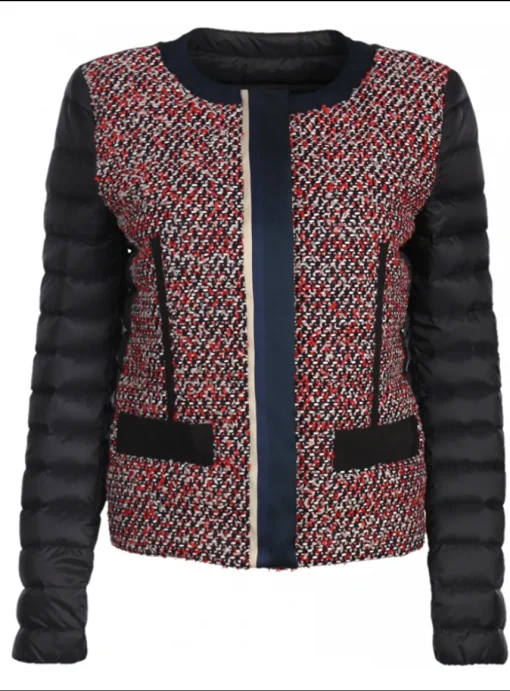 jack kort marine met rood blauw tweed voorpand | DELSCHER. Fashion
