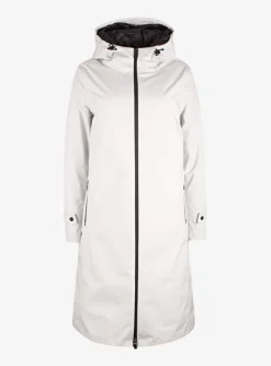 Jas laminar krijtwit met zwarte rits | DELSCHER. Fashion