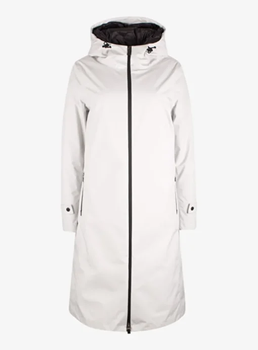 Jas laminar krijtwit met zwarte rits | DELSCHER. Fashion