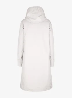 Jas laminar krijtwit met zwarte rits | DELSCHER. Fashion