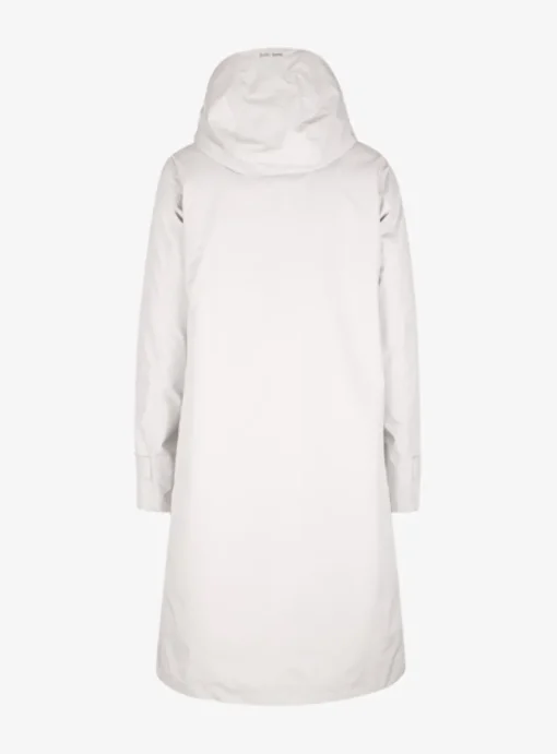 Jas laminar krijtwit met zwarte rits | DELSCHER. Fashion