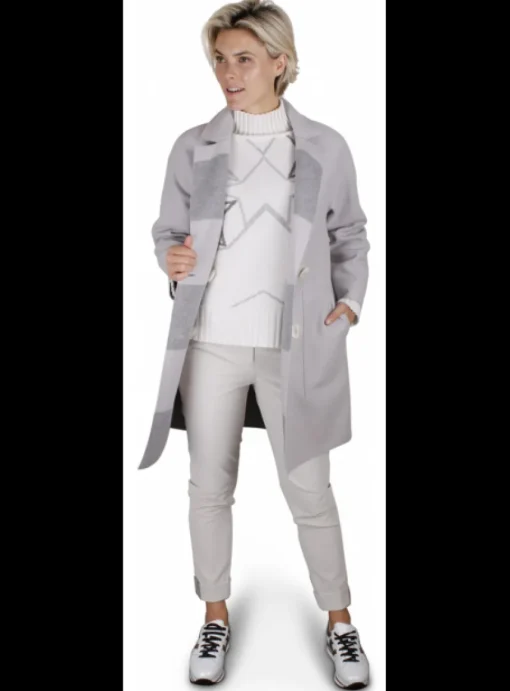 Jas wol streep grijs kiezel | DELSCHER. Fashion