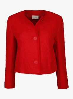 Jasje bouclé rood | DELSCHER. Fashion
