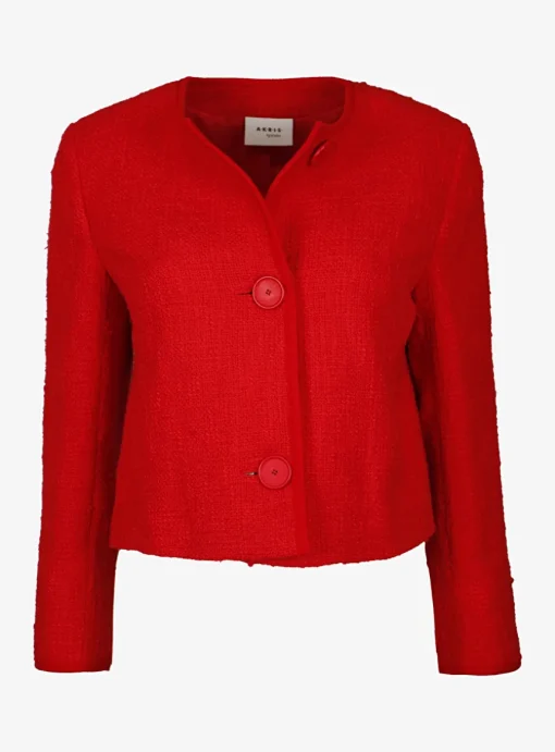 Jasje bouclé rood | DELSCHER. Fashion