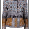 Jasje katoen gobelin stof, petrol, zwart, camel, rood, zwart | DELSCHER. Fashion