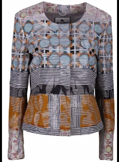 Jasje katoen gobelin stof, petrol, zwart, camel, rood, zwart | DELSCHER. Fashion