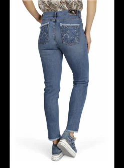 Jeans blauw broderie | DELSCHER. Fashion