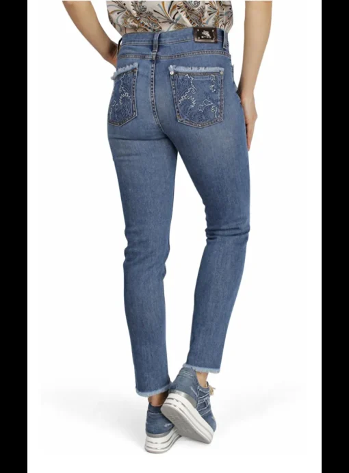 Jeans blauw broderie | DELSCHER. Fashion