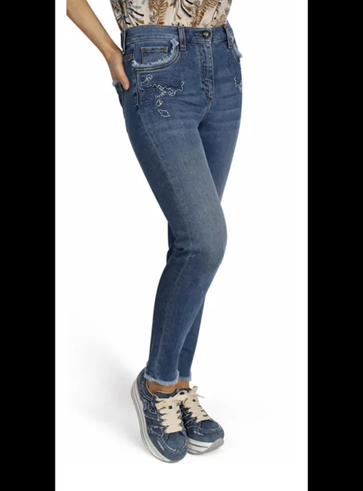 Jeans blauw broderie | DELSCHER. Fashion