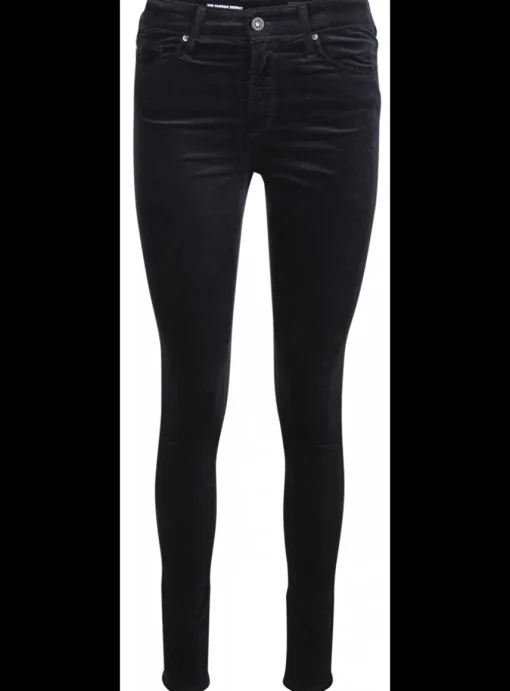 Jeans Farrah high rise Skinny velour zwart | DELSCHER. Fashion