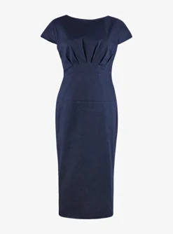Jurk amy katoen linnen blauw | DELSCHER. Fashion