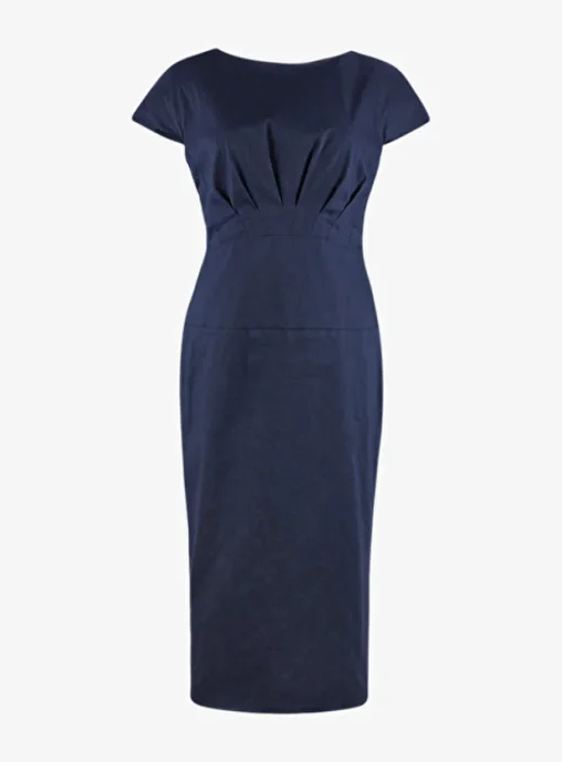 Jurk amy katoen linnen blauw | DELSCHER. Fashion