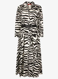 Jurk arabba dessin zwart wit kiezel | DELSCHER. Fashion