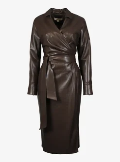 Jurk Brent faux leder bruin | DELSCHER. Fashion