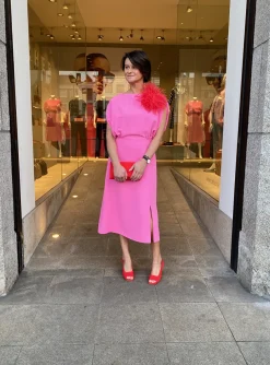 Jurk calice CRÊPE poeder pink roze | DELSCHER. Fashion