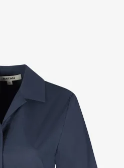 Jurk capri katoen marine | DELSCHER. Fashion